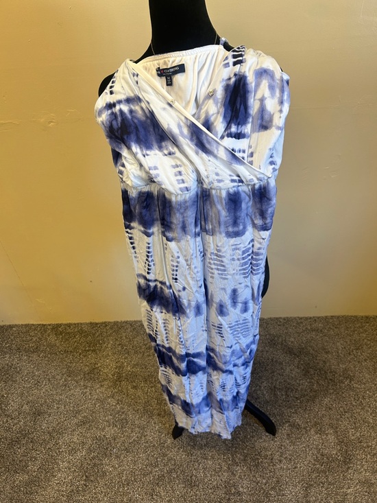 One Clothing Los Angeles Dresses & Skirts - Charming Tie-Dye Maxi Dress - Navy & White